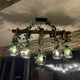 Lustra Lustre Rustique Poutre Corde Cage Confortable-Luire