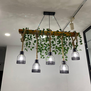 Lustra Lustre Rustique Poutre Corde Cage Confortable-Luire