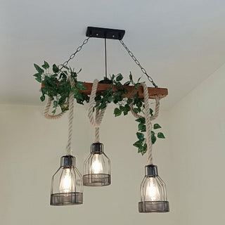 Lustra Lustre Rustique Poutre Corde Cage Confortable-Luire