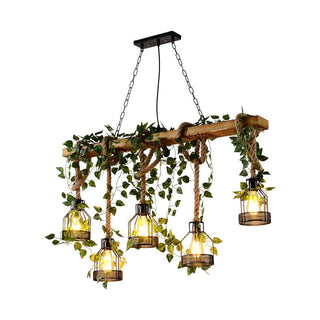 Lustra Lustre Rustique Poutre Corde Cage Confortable-Luire