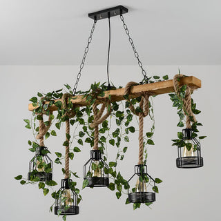 Lustra Lustre Rustique Poutre Corde Cage Confortable-Luire