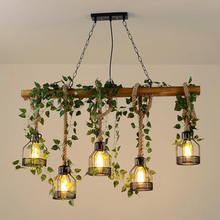 Lustra Lustre Rustique Poutre Corde Cage Confortable-Luire