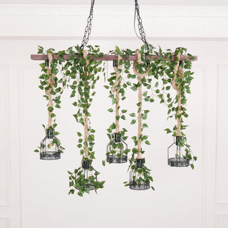 Lustra Lustre Rustique Poutre Corde Cage Confortable-Luire