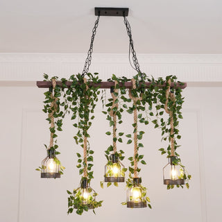 Lustra Lustre Rustique Poutre Corde Cage Confortable-Luire