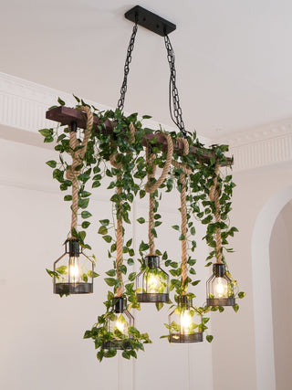 Lustra Lustre Rustique Poutre Corde Cage Confortable-Luire