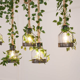 Lustra Lustre Rustique Poutre Corde Cage Confortable-Luire