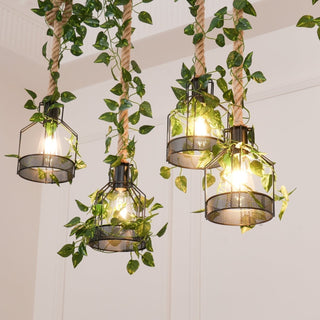 Lustra Lustre Rustique Poutre Corde Cage Confortable-Luire