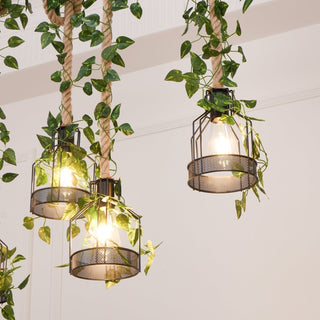 Lustra Lustre Rustique Poutre Corde Cage Confortable-Luire