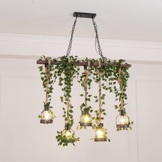 Lustra Lustre Rustique Poutre Corde Cage Confortable-Luire