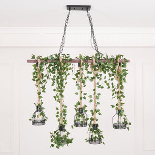 Lustra Lustre Rustique Poutre Corde Cage Confortable-Luire