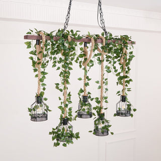 Lustra Lustre Rustique Poutre Corde Cage Confortable-Luire