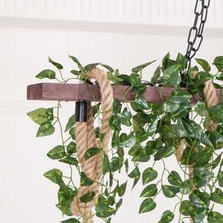 Lustra Lustre Rustique Poutre Corde Cage Confortable-Luire