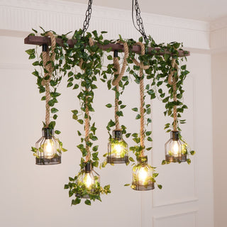 Lustra Lustre Rustique Poutre Corde Cage Confortable-Luire
