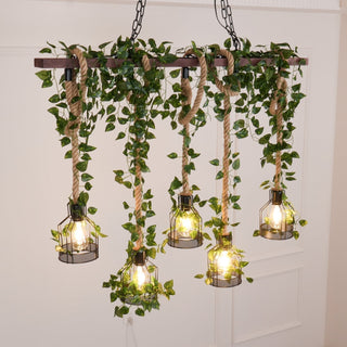 Lustra Lustre Rustique Poutre Corde Cage Confortable-Luire