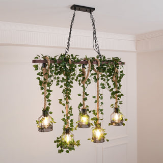 Lustra Lustre Rustique Poutre Corde Cage Confortable-Luire