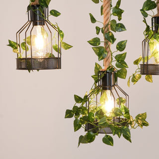 Lustra Lustre Rustique Poutre Corde Cage Confortable-Luire