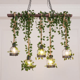 Lustra Lustre Rustique Poutre Corde Cage Confortable-Luire