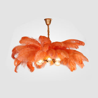 O'Moore Suspension Fleur Moderne, Cuivre/Plume, 8 Couleur, Salon