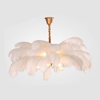 O'Moore Suspension Fleur Moderne, Cuivre/Plume, 8 Couleur, Salon