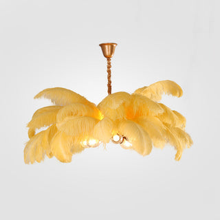 O'Moore Suspension Fleur Moderne, Cuivre/Plume, 8 Couleur, Salon