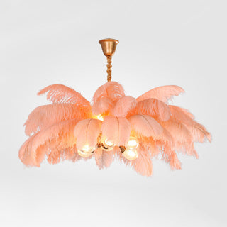O'Moore Suspension Fleur Moderne, Cuivre/Plume, 8 Couleur, Salon