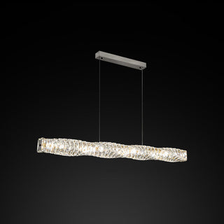 Kristy Suspension Linéaire Simple, Acier/Cristal, Or/Argent, Bar/Cuisine