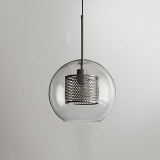 Vorinor Suspension Globe/Cylindre Moderne. Métal/Verre. Doré/Argent. Salon-Luire