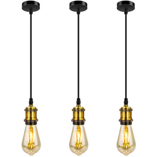 Silva Rétro LED Suspension Noir/Or Métal Verre Chambre À Coucher