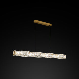 Kristy Suspension Linéaire Simple, Acier/Cristal, Or/Argent, Bar/Cuisine