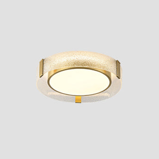 Arisha Plafonnier Rond Moderne, Cuivre/Verre, Doré, Salon