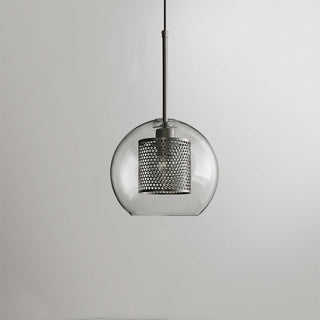 Vorinor Suspension Globe/Cylindre Moderne. Métal/Verre. Doré/Argent. Salon-Luire