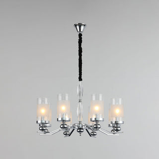 Silva Suspension Cylindre Moderne, Métal/Verre, Chromé, Salon/Salle à Manger