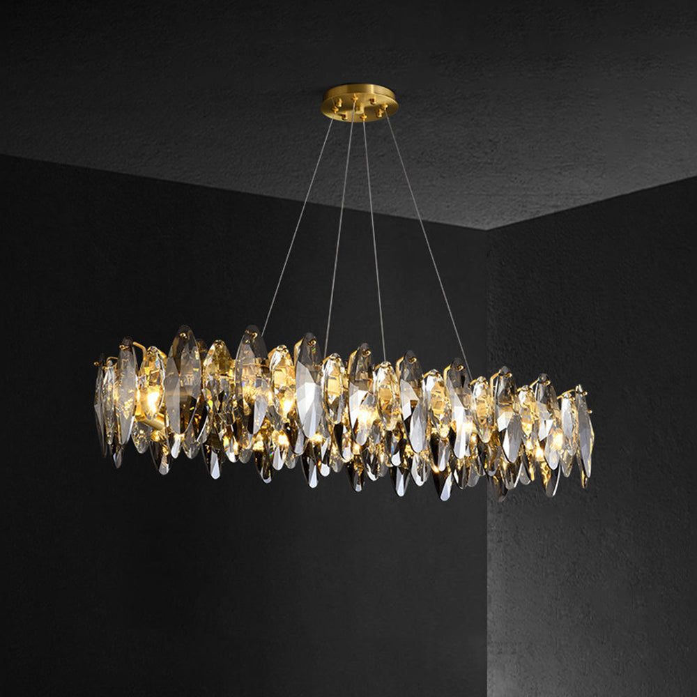 Kristy Suspension Anneau Contemporaine, Métal/Cristal, Noir/Or, Chambre à Coucher/Salle à Manger