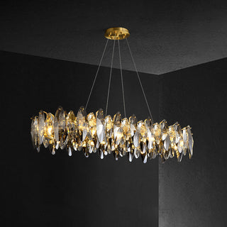 Kristy Suspension Anneau Contemporaine, Métal/Cristal, Noir/Or, Chambre à Coucher/Salle à Manger