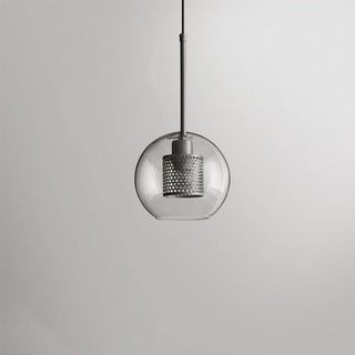 Vorinor Suspension Globe/Cylindre Moderne. Métal/Verre. Doré/Argent. Salon-Luire