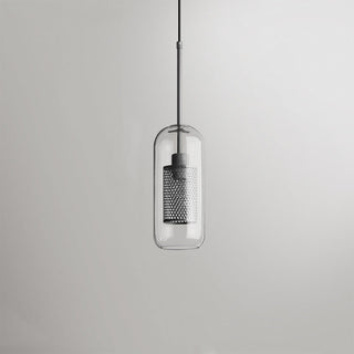 Vorinor Suspension Globe/Cylindre Moderne. Métal/Verre. Doré/Argent. Salon-Luire