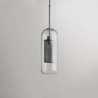 Vorinor Suspension Globe/Cylindre Moderne. Métal/Verre. Doré/Argent. Salon-Luire
