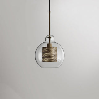Vorinor Suspension Globe/Cylindre Moderne. Métal/Verre. Doré/Argent. Salon-Luire