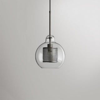 Vorinor Suspension Globe/Cylindre Moderne. Métal/Verre. Doré/Argent. Salon-Luire