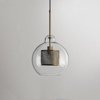 Vorinor Suspension Globe/Cylindre Moderne. Métal/Verre. Doré/Argent. Salon-Luire