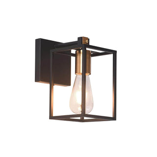 Silva Applique Murale à Miroir Carré Design LED Vintage Métal Noir Salle de Bain