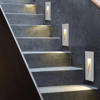 Ray Éclairage Escalier Extérieur Carré Simple, Métal/Acrylique, Noir/Gris/Blanc, Escalier