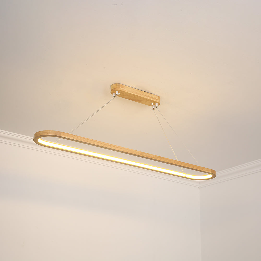 Muto Suspension Ellipse Moderne, Bois/Acrylique, Bois, Salon