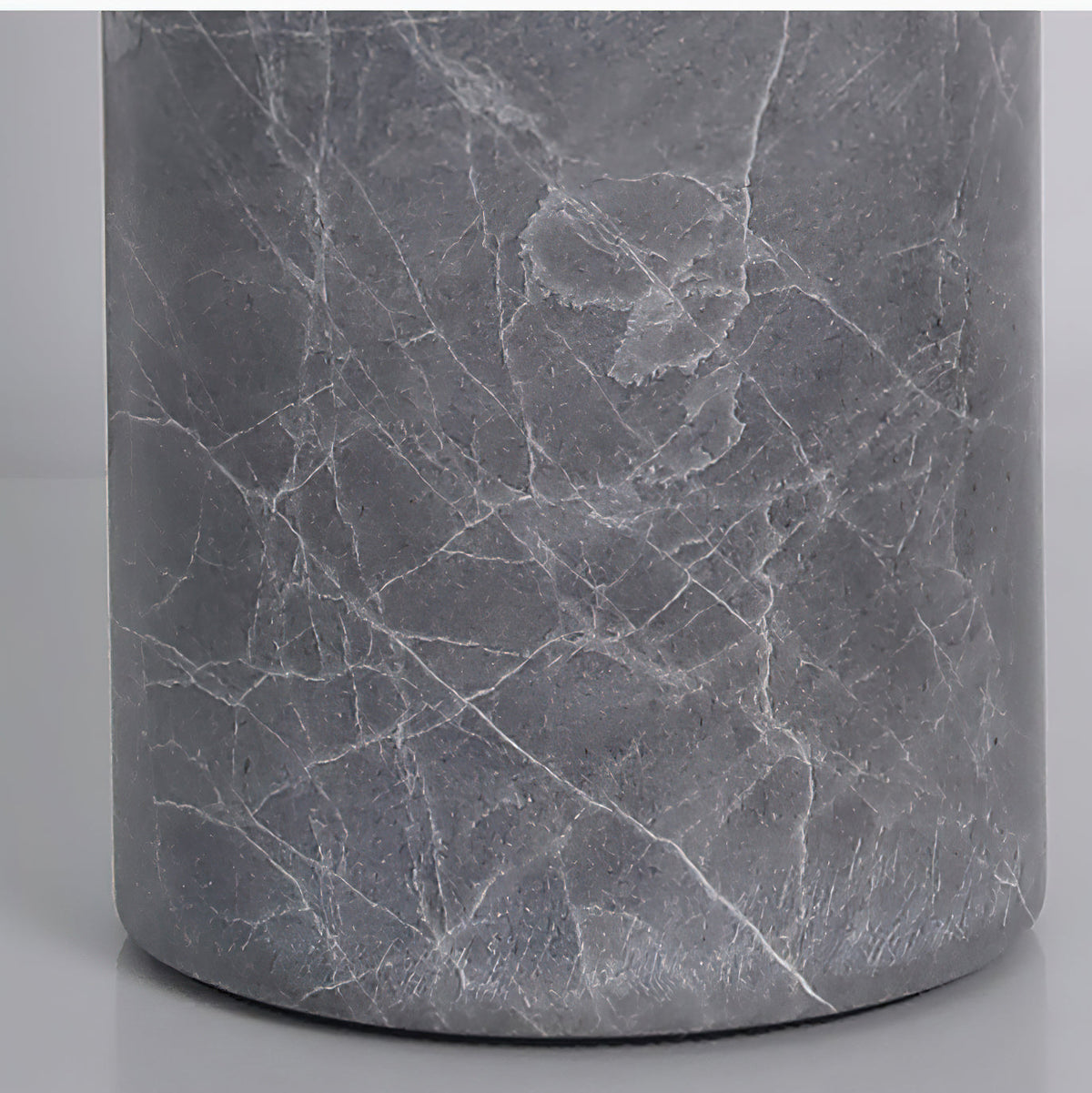 Detail shot of the textured fabric lampshade and its conical shape.