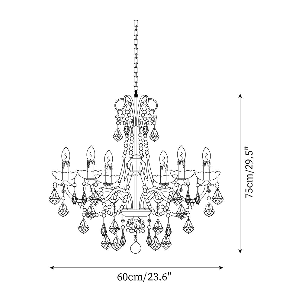 Chandelier Brass Body Crystal Pearl Drops Vintage Elegance-Neutral Decor