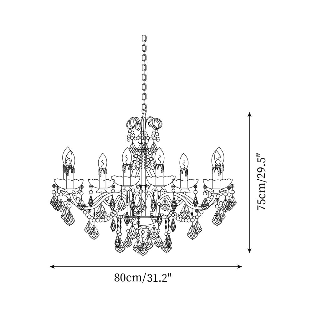 Chandelier Brass Body Crystal Pearl Drops Vintage Elegance-Neutral Decor