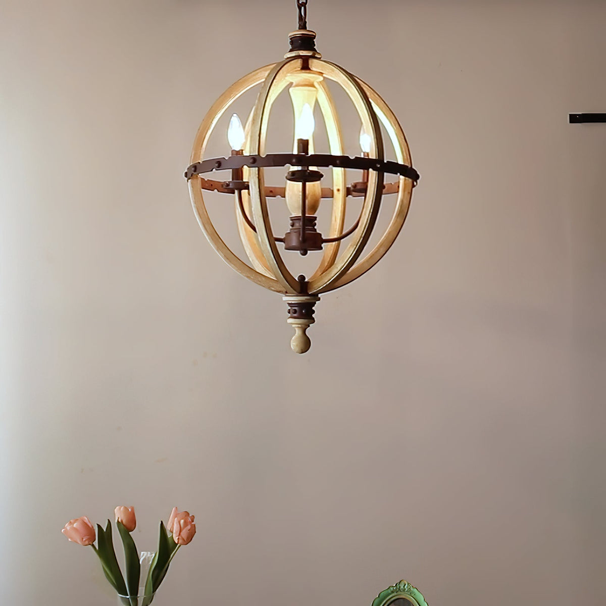 Ozorel Suspension Métallique et Bois Style Industriel Vintage