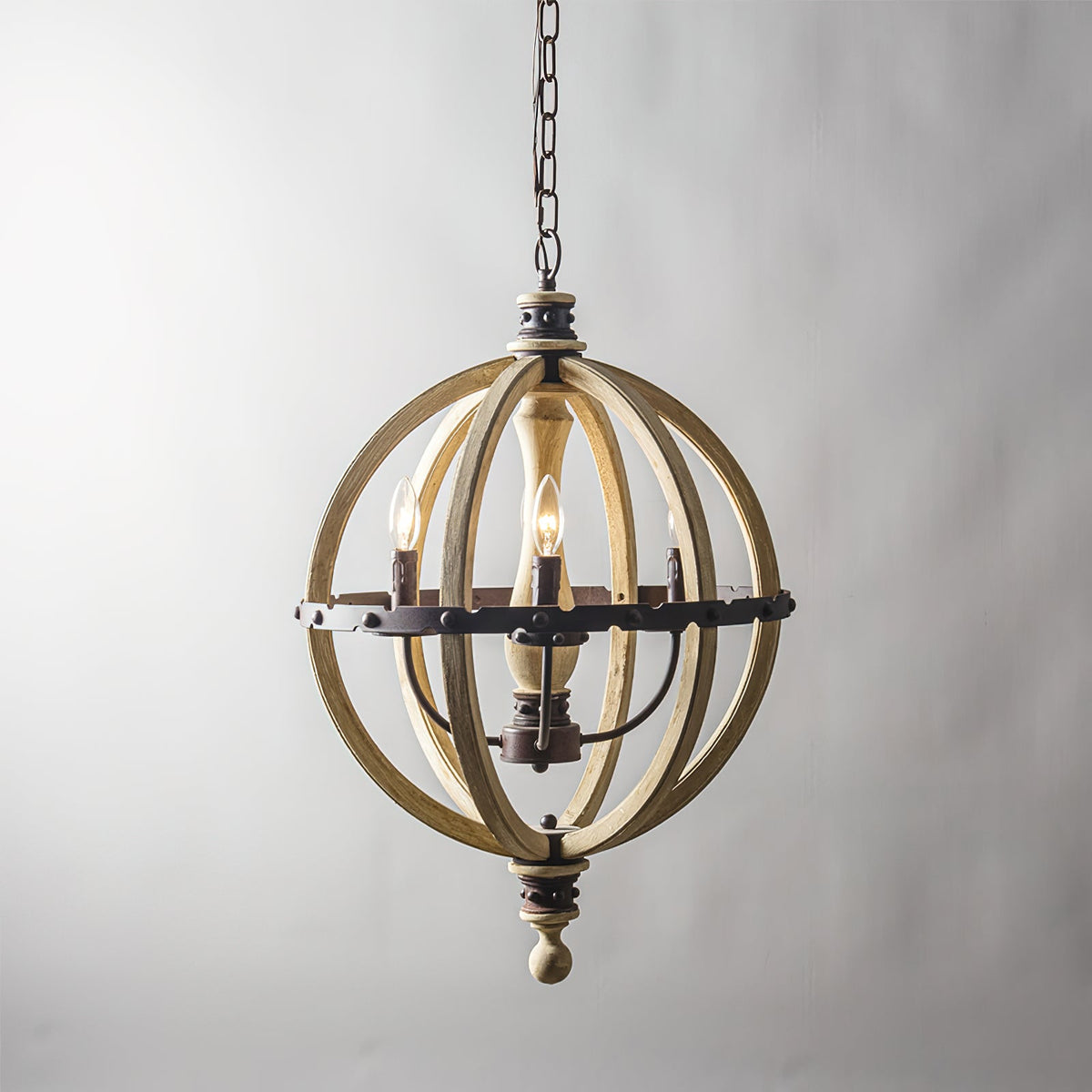 Ozorel Suspension Métallique et Bois Style Industriel Vintage