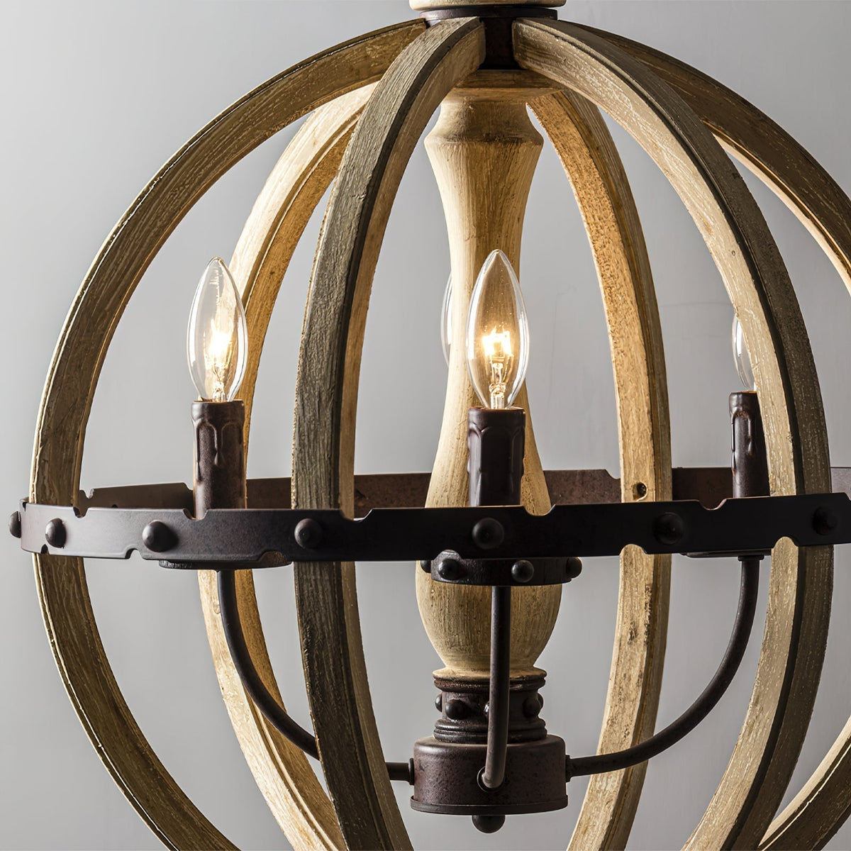Ozorel Suspension Métallique et Bois Style Industriel Vintage