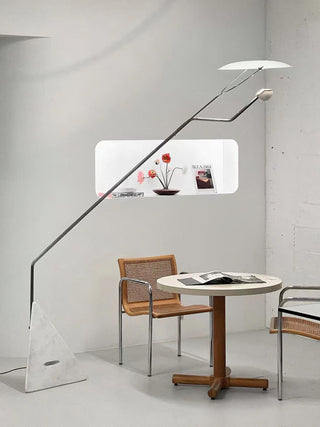Olvenel Sculptural Chrome Marble Floor Lamp-Neutral Decor